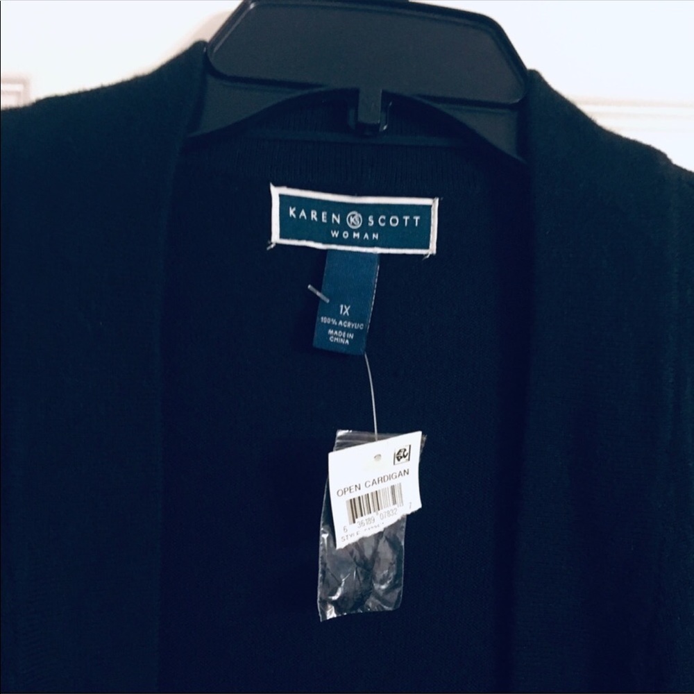 NWT Karen Scott Black Cardigan 1X